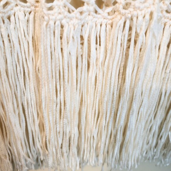 Forever 21 Ivory Boho & Fairycore Crochet Sleeveless Fringe Top | Size S - Picture 5 of 7